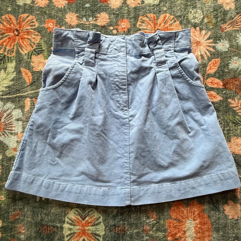 Urban Outfitters Light Blue‎ Corduroy Paperbag Mini Skirt Pleated High Waist M